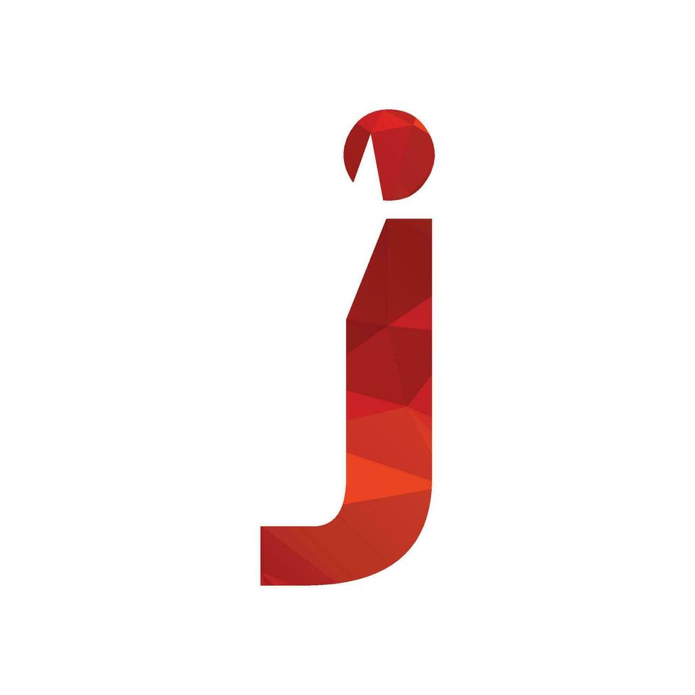 j initials red polygonal logo and vector icon