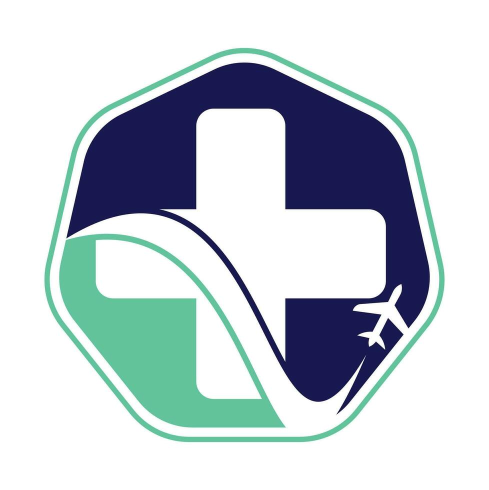 médico viaje con avión logo vector modelo. médico avión viaje logo modelo diseño.