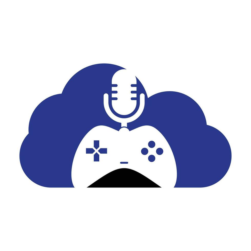 juego podcast y nube forma concepto logo diseño. vector