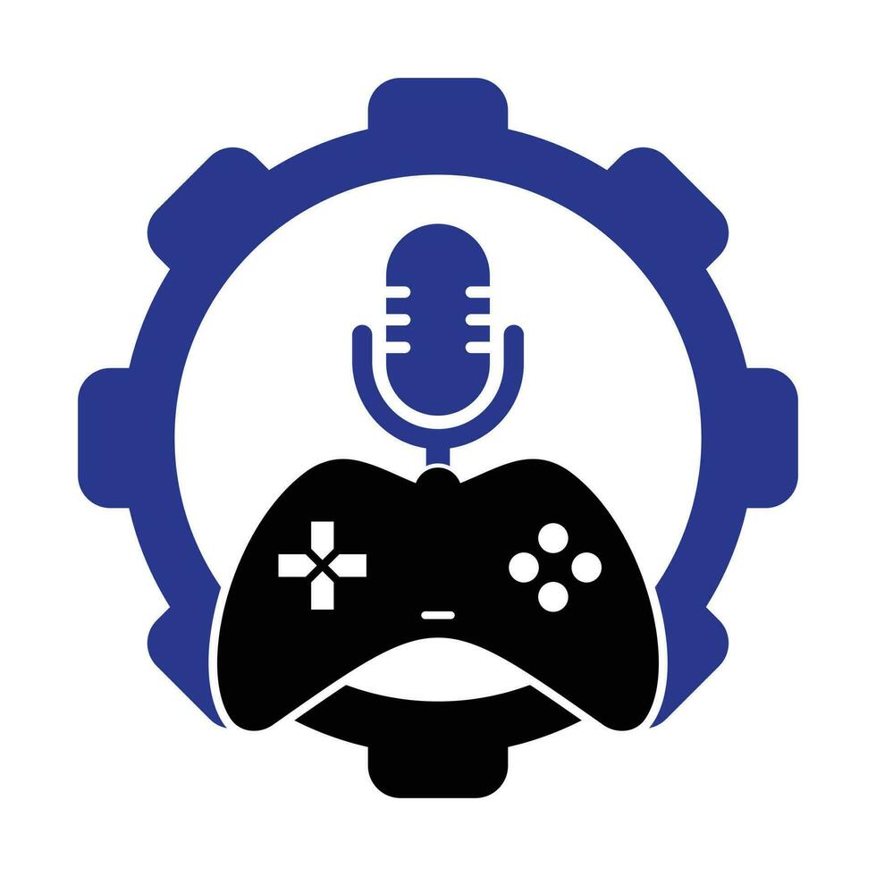 juego podcast y engranaje forma concepto logo diseño. vector