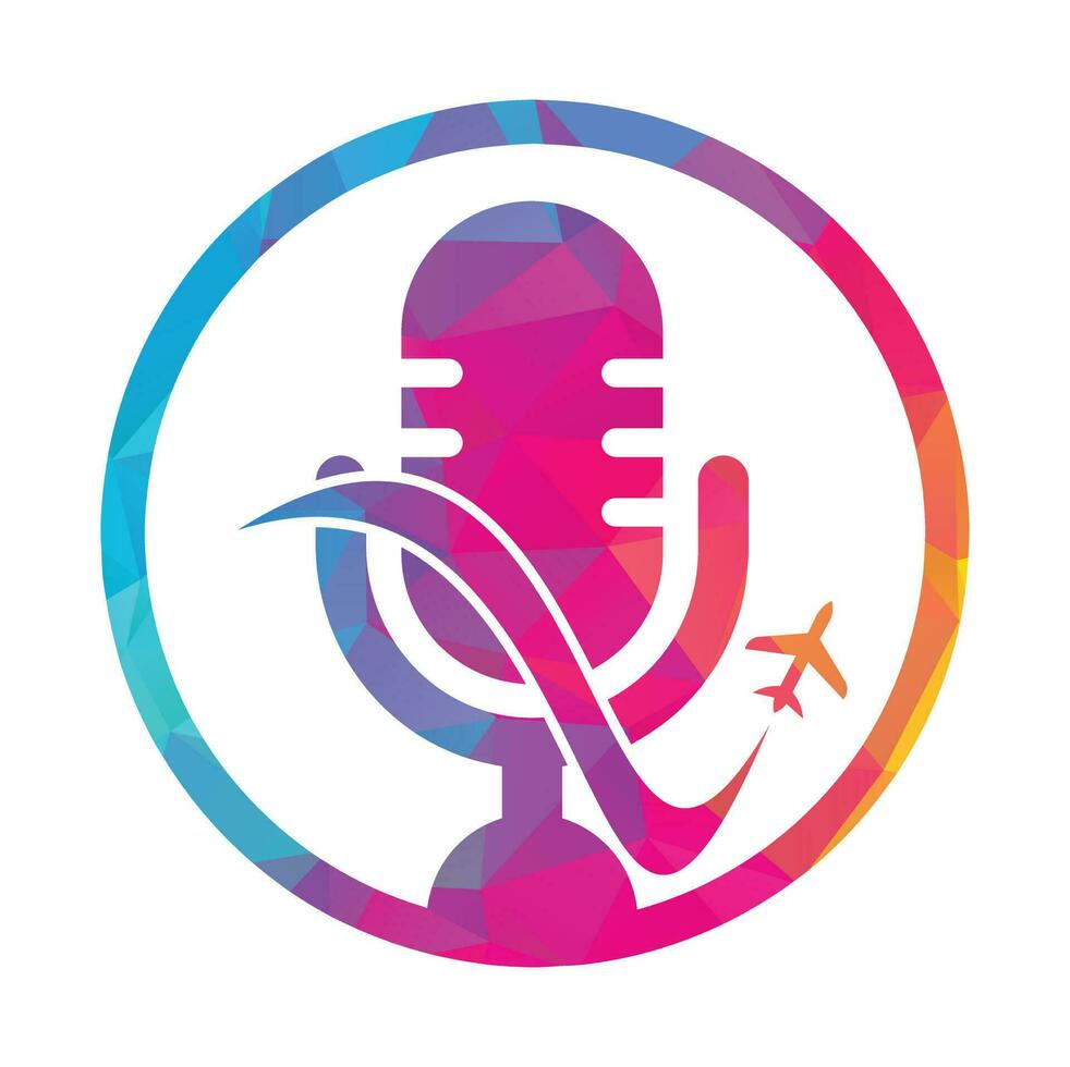 Traveling Podcast vector logo design template. Travel tourism vacation podcast logo concept.