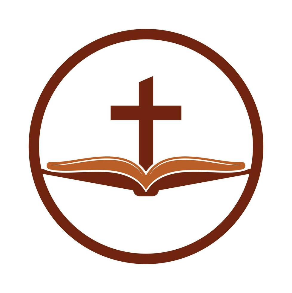 Book church logo design icon. Bible Church logo design vector. Cross and Holy Bible logo. vector