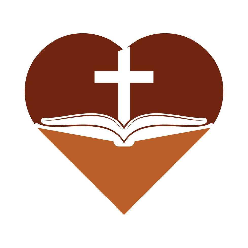 libro Iglesia corazón forma concepto logo diseño icono. Biblia Iglesia logo diseño vector. cruzar y santo Biblia logo. vector