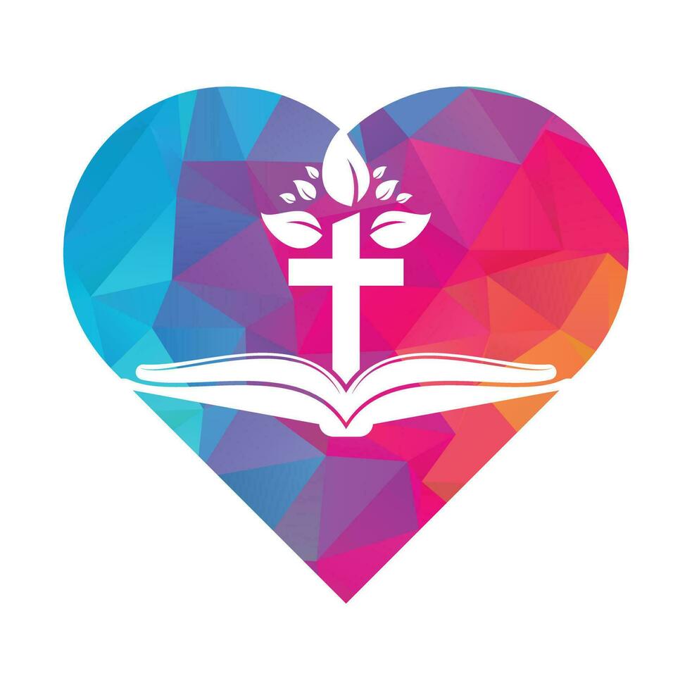 Bible Cross Tree Logo Design. Christian Church Tree Cross Vector Template Design.