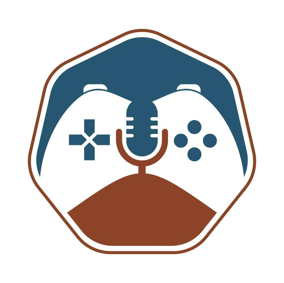 Gamepad and podcast logo design template. vector