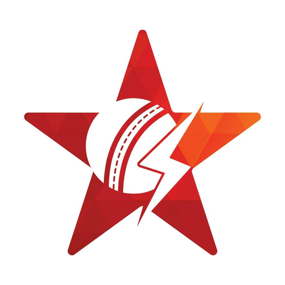 diseño del logotipo del vector del trueno de la bola de críquet. logotipo vectorial del club de cricket con diseño de rayo.