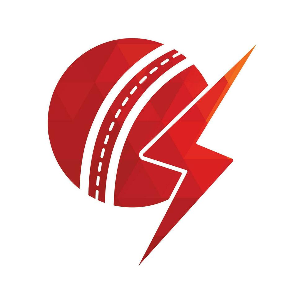 Cricket Ball thunder vector logo design. Cricket club vector logo with lightning bolt design.
