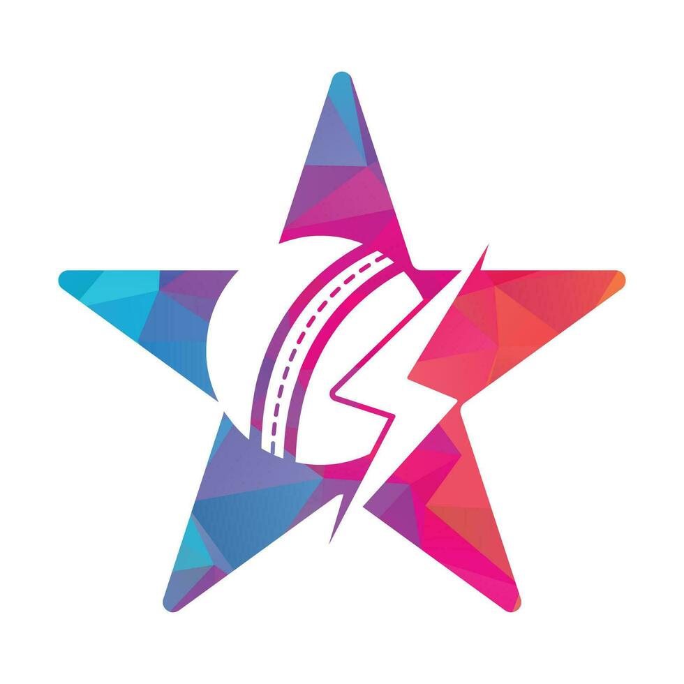 diseño del logotipo del vector del trueno de la bola de críquet. logotipo vectorial del club de cricket con diseño de rayo.