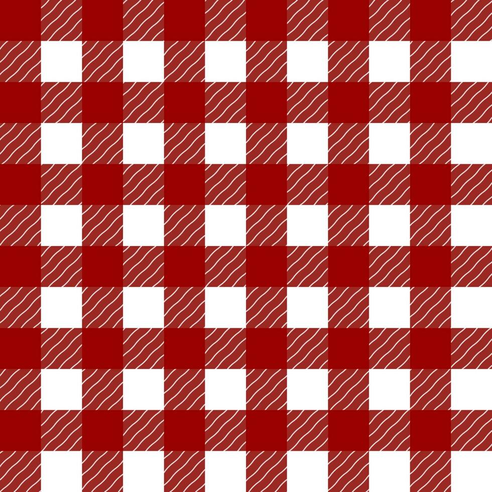 Checkered pattern red and white. Gingham seamless for tablecloth. Geometric pattern for textiles. vector