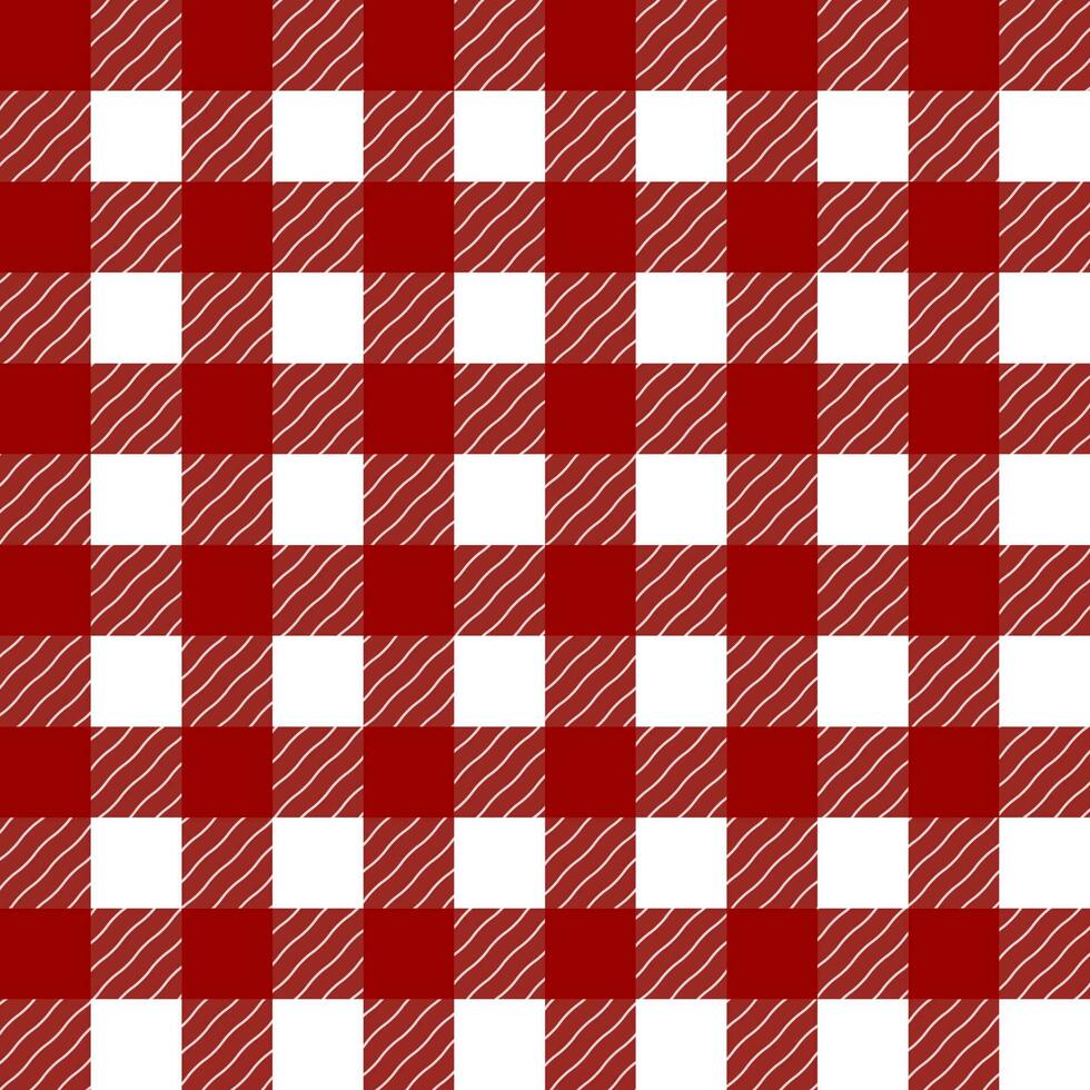 Checkered pattern red and white. Gingham seamless for tablecloth. Geometric pattern for textiles. vector