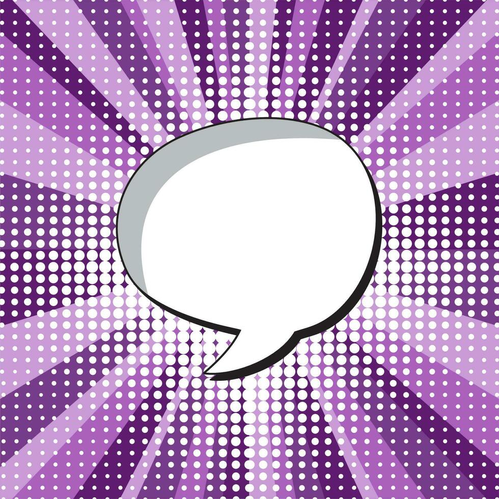 Pop art background. Comic pattern with speech bubble and starburst. Violet cartoon sunburst texture with points. vector