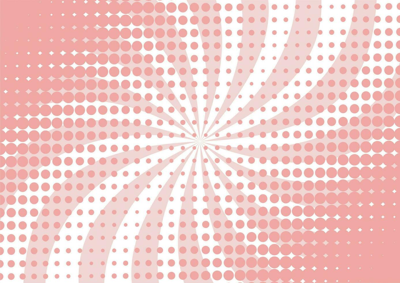 Halftone dots with wavy rays on abstract pink and white background. Comic pop art style with sunburst rays. vector