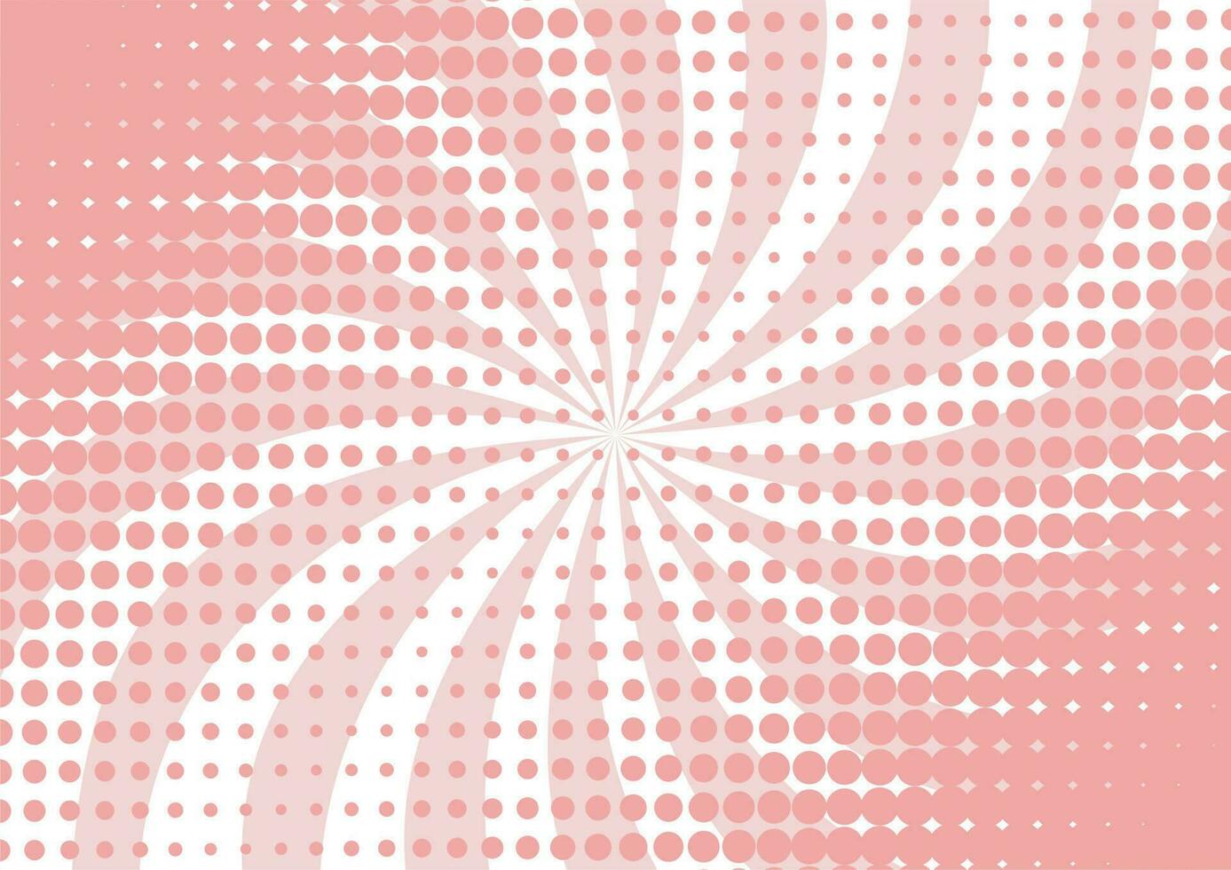 Halftone dots with wavy rays on abstract pink and white background. Comic pop art style with sunburst rays. vector