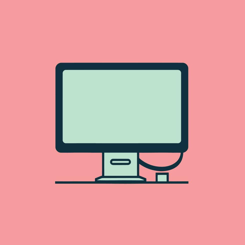 computer monitor, screen isolated on orange background. Vector illustration