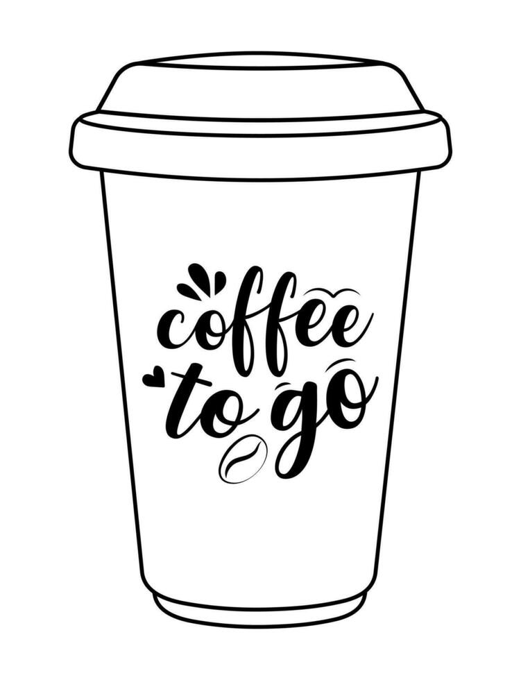 Coffee cup. Coffee to go. Black and white logo for a coffee shop. vector