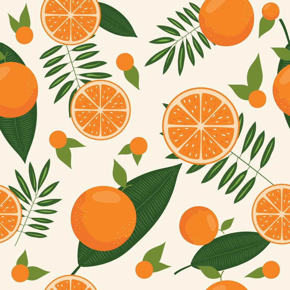 Orange pattern. Seamless pattern with oranges. vector