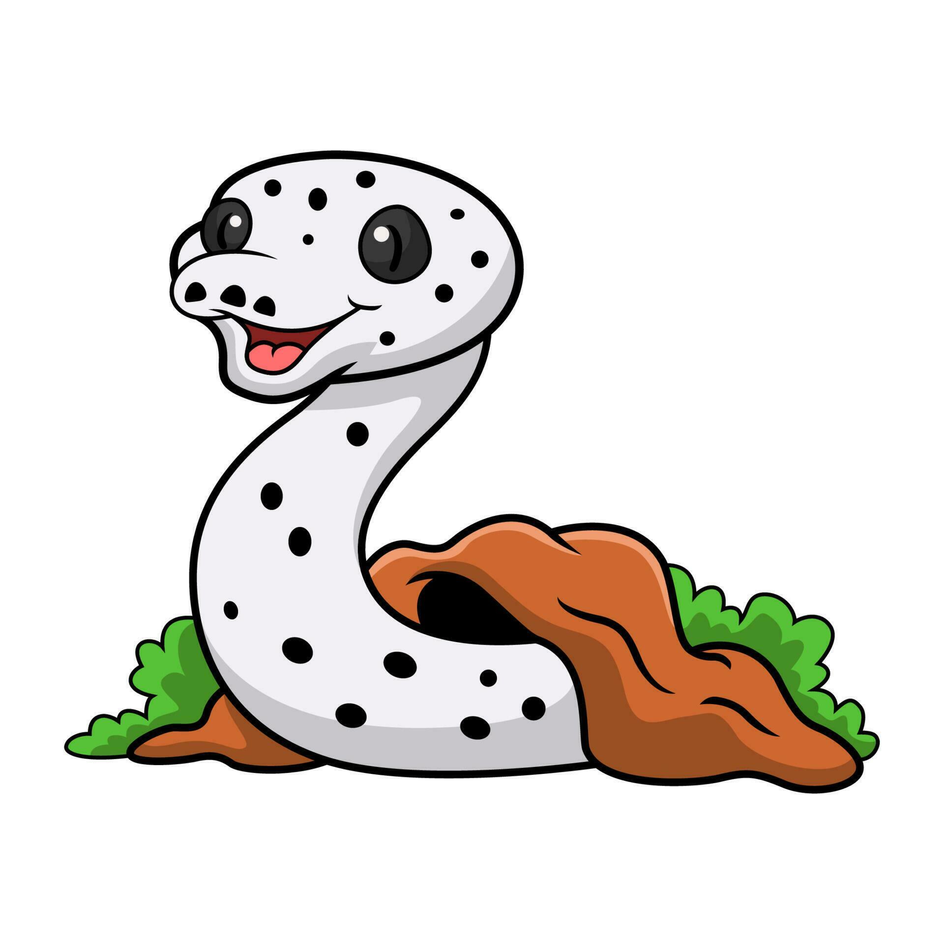 Cute cow reticulated python cartoon out from hole 23515616 Vector Art ...