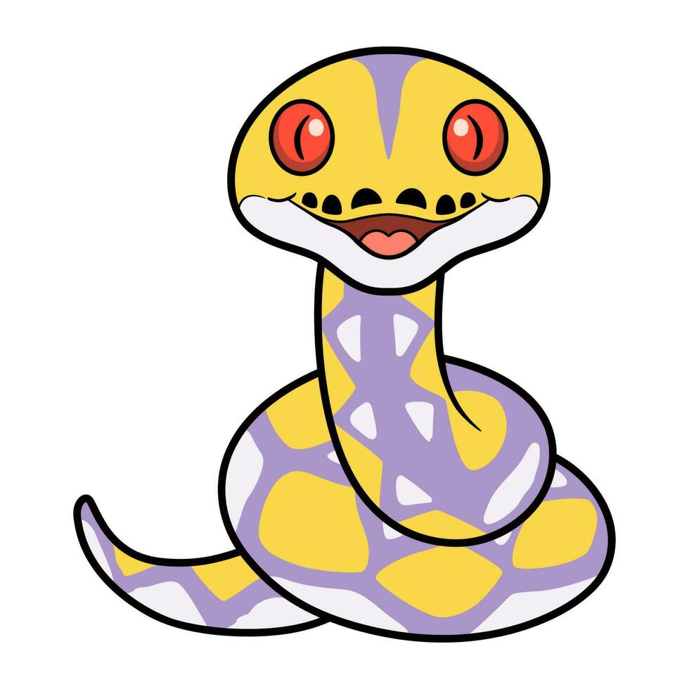 Cute lavender reticulated python cartoon vector