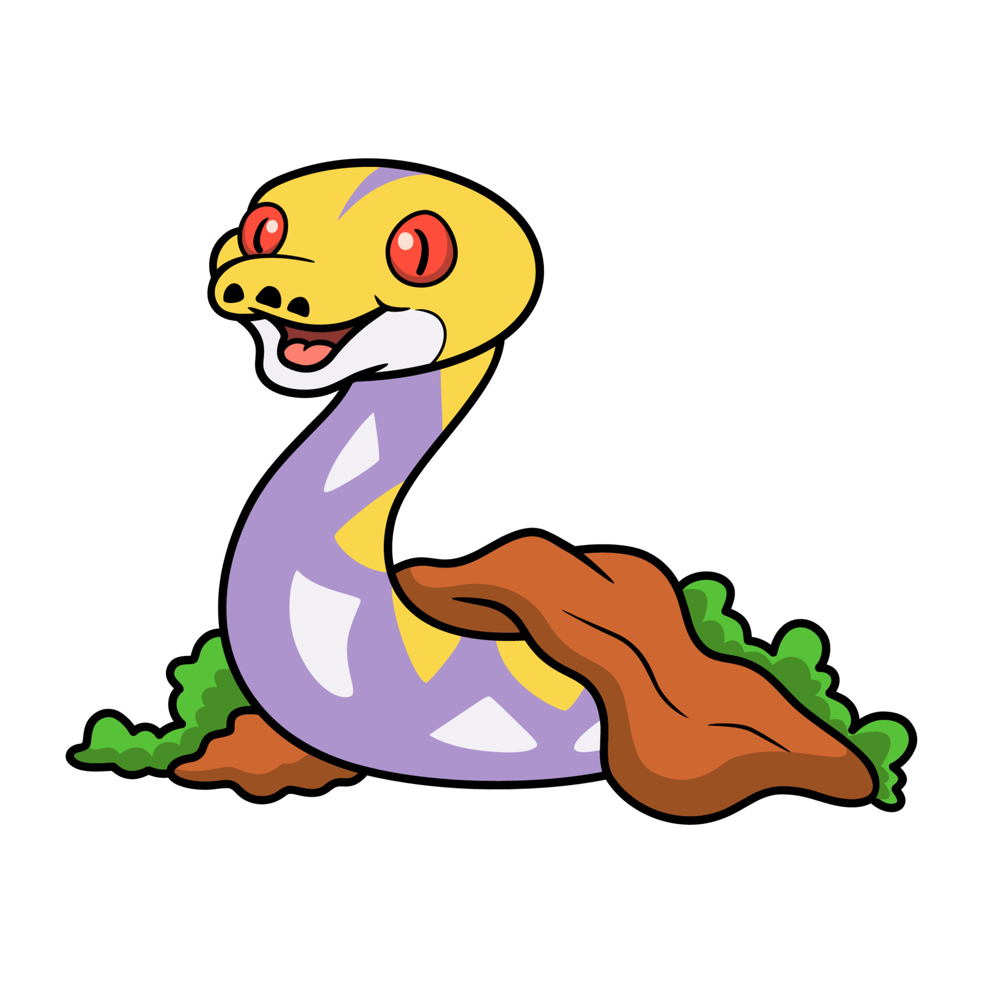 Cute lavender reticulated python cartoon out from hole 23515637 Vector ...