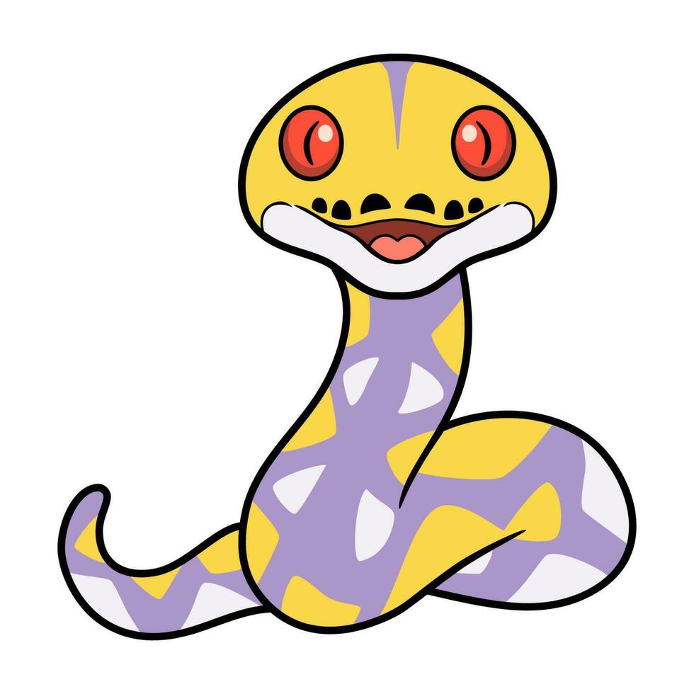 Cute lavender reticulated python cartoon vector