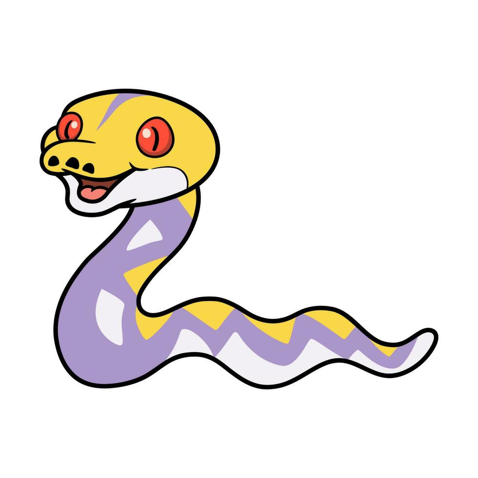 Cute lavender reticulated python cartoon vector