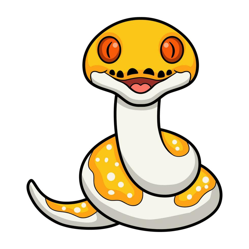 Cute albino pied reticulated python cartoon vector