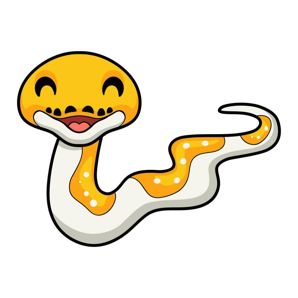 Cute albino pied reticulated python cartoon vector