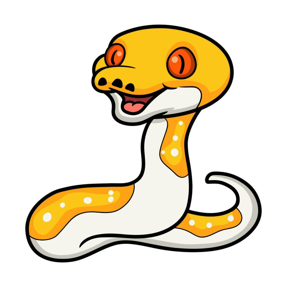 Cute albino pied reticulated python cartoon vector