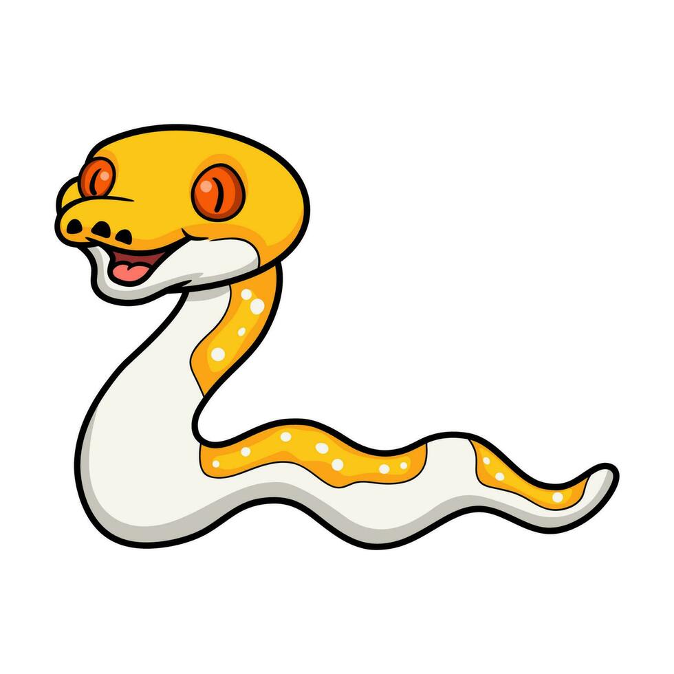 Cute albino pied reticulated python cartoon vector