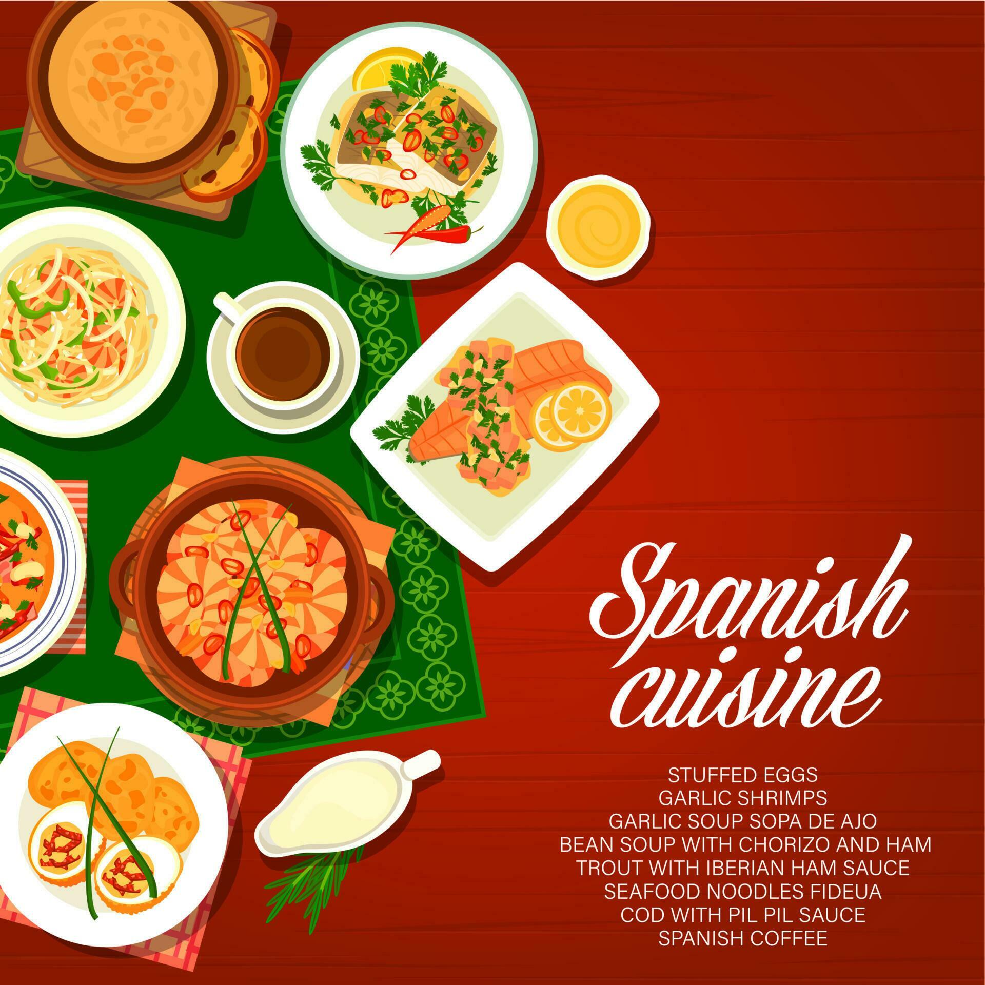 Spanish Food Spain Cuisine Dishes Meals Snacks 23515702 Vector Art spanish-food-spain-cuisine-dishes-meals-snacks-23515702-vector-art