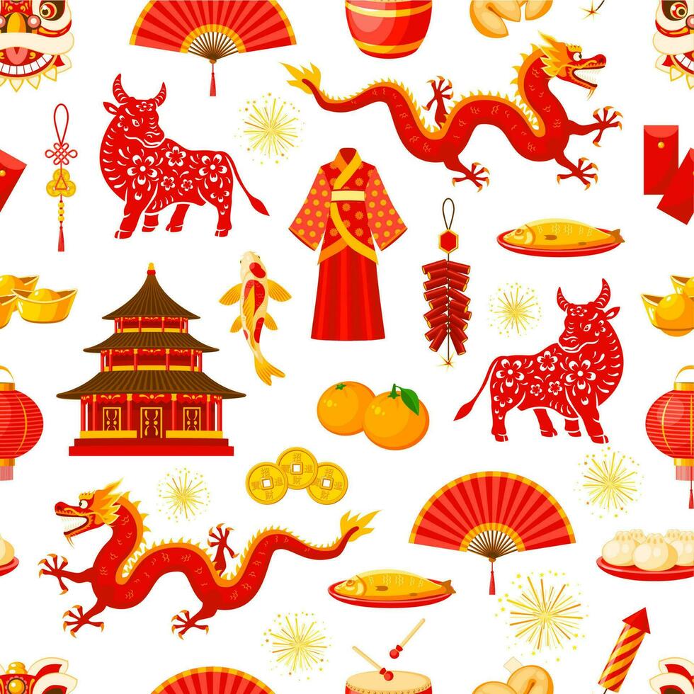 Chinese lunar new year seamless pattern background vector