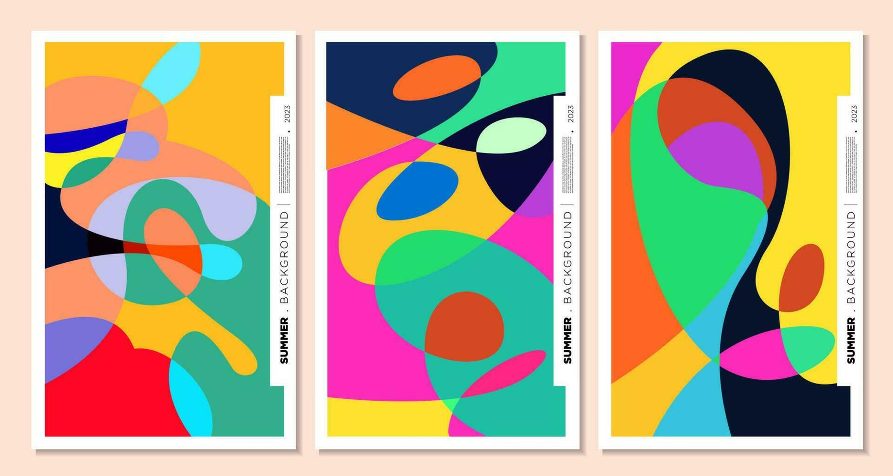 Vector colorful abstract liquid, fluid, and doodles art background for summer 2023