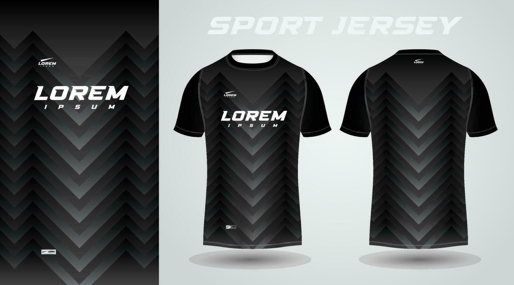 black shirt soccer football sport jersey template design mockup vector