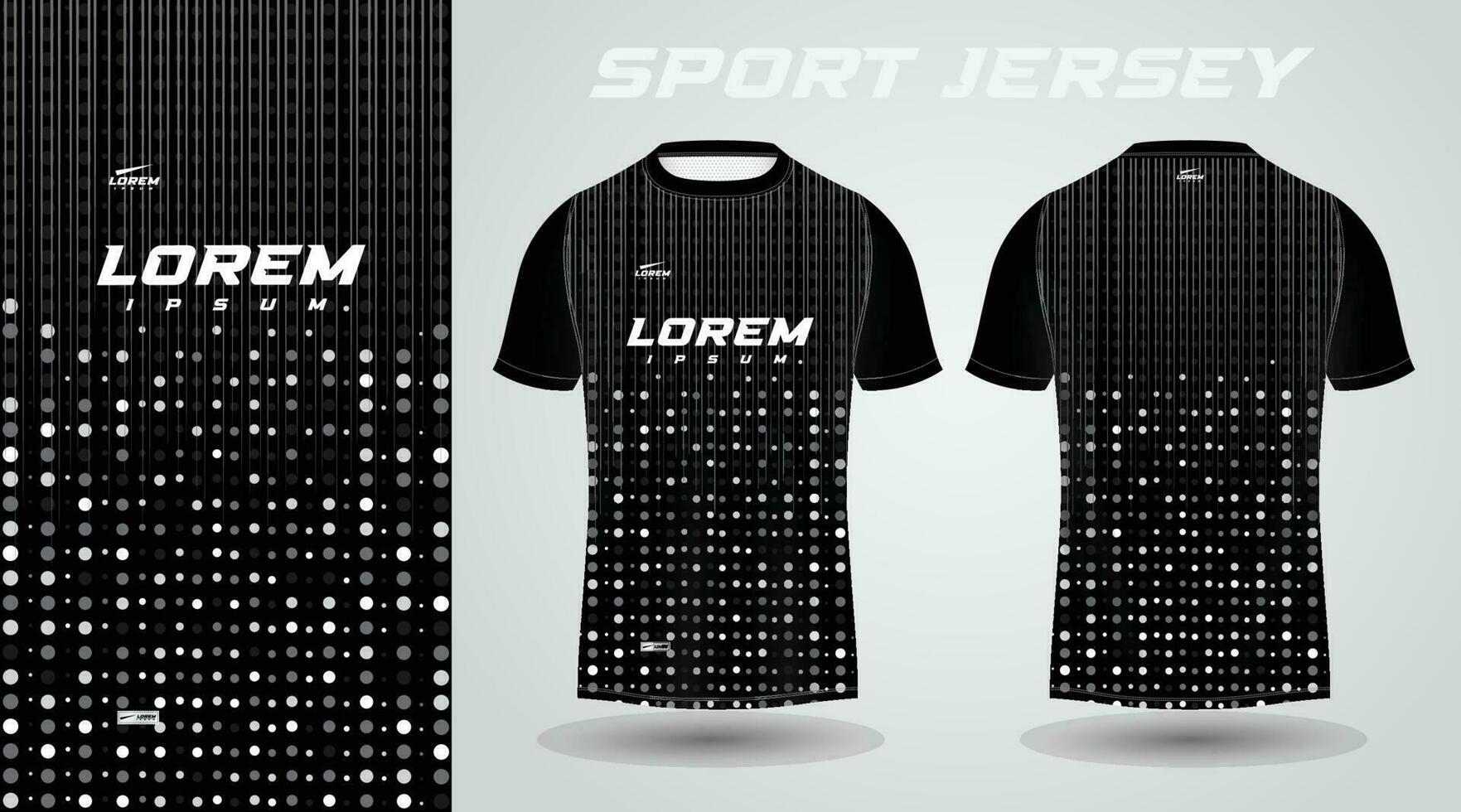 black shirt soccer football sport jersey template design mockup vector