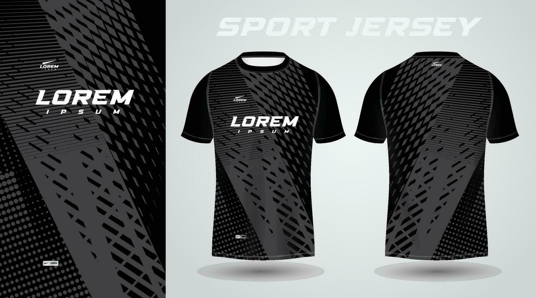 black shirt soccer football sport jersey template design mockup vector