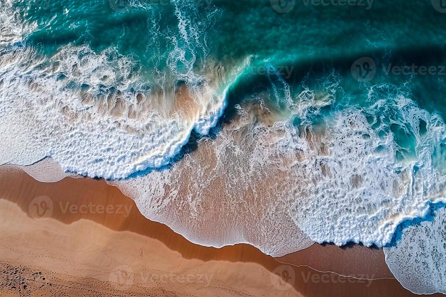 Dynamic top view of the beach of summer vibes. Abstract illustration. photo
