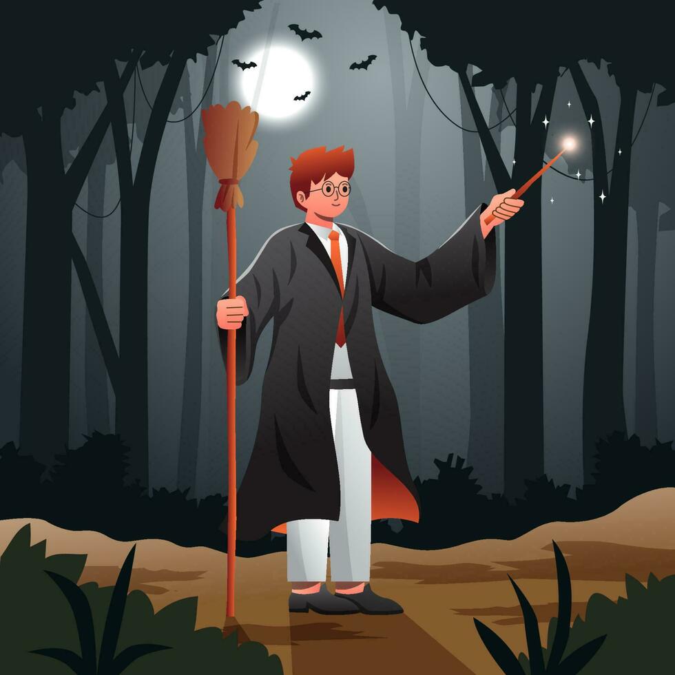 Sorcerer in the Forest vector