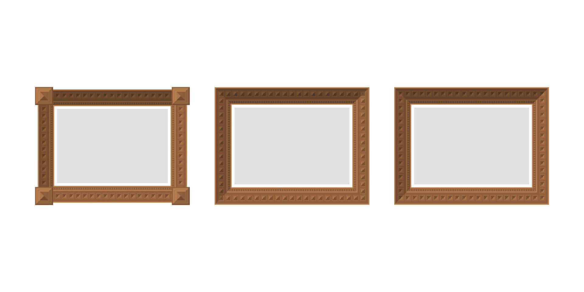 Set of empty brown frames. Isolated. Flat style. vector