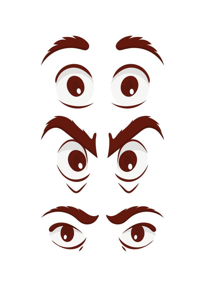 Set of eyes in flat style. Isolated on white background. Vector illustration.