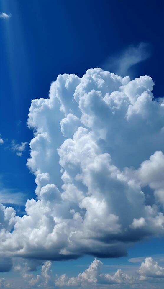 Blue sky white clouds vertical background photo
