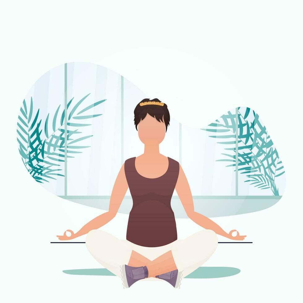 Woman Meditates. Healthy lifestyle concept. Vector. vector