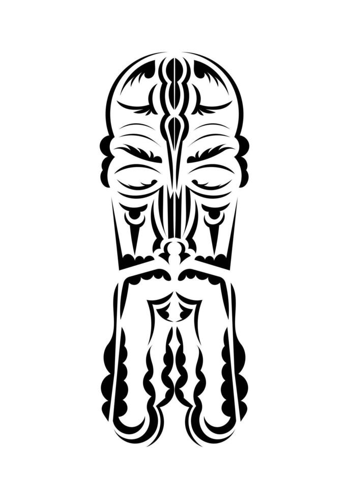 Face in traditional tribal style. Tattoo patterns. Isolated on white background. Vector illustration.