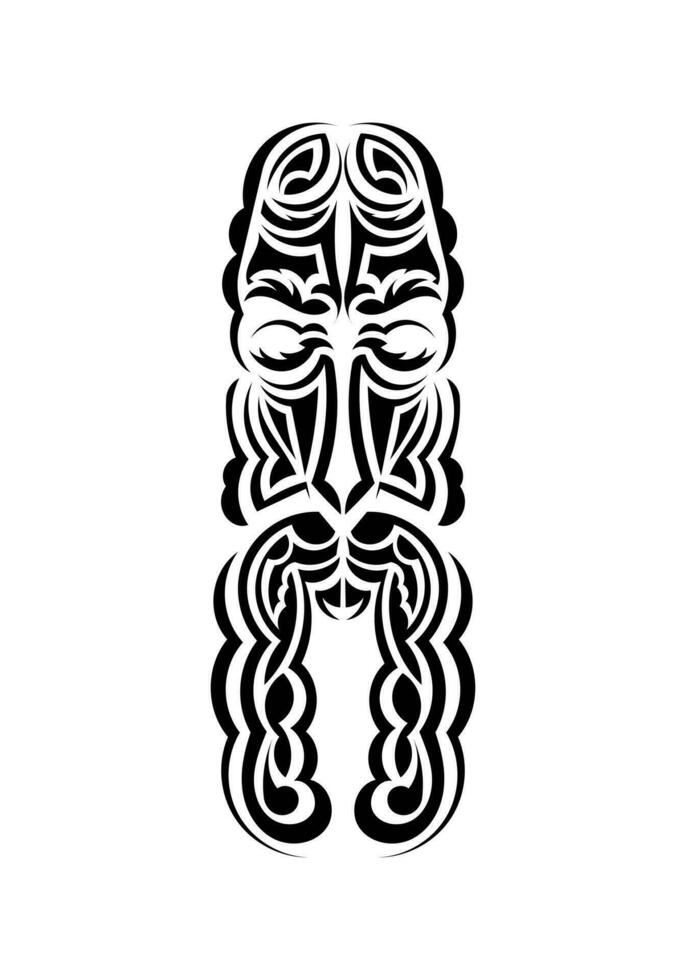 cara en tradicional tribal estilo. negro tatuaje patrones. aislado. vector ilustración.