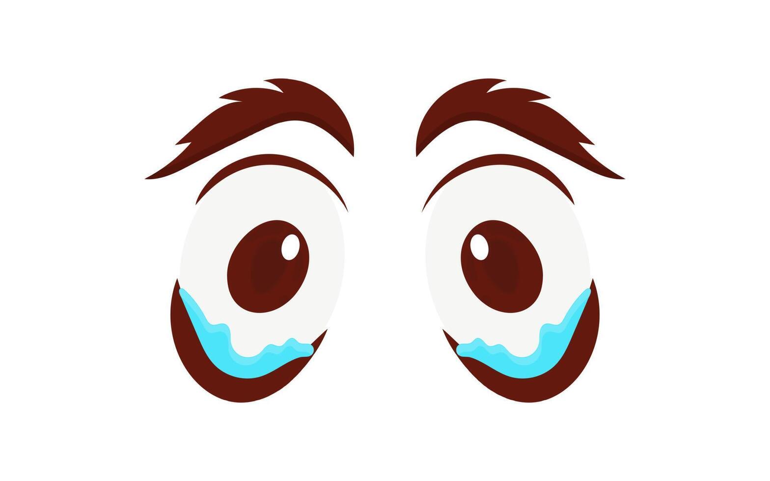 Crying eyes in flat style. Isolated on white background. Vector illustration.