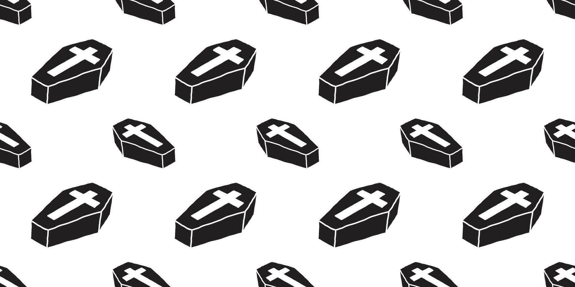 coffin seamless pattern Christ cross vector Halloween background isolated wallpaper