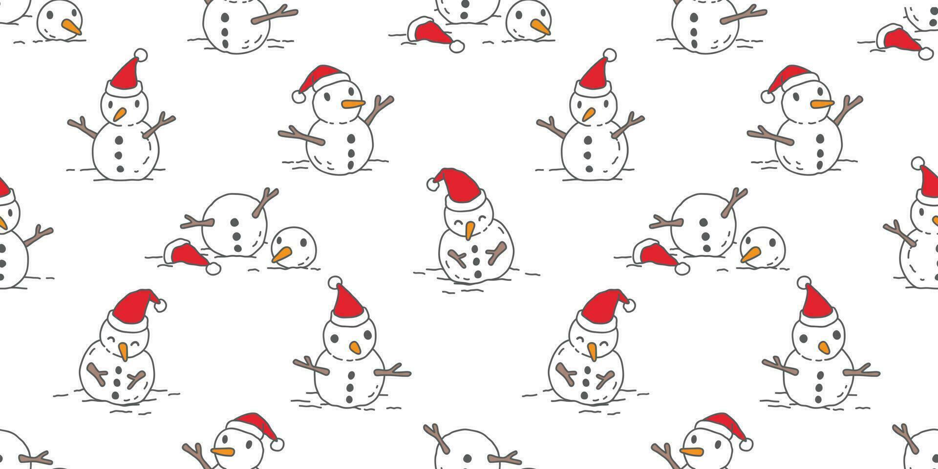 Snowman seamless pattern vector Christmas Santa claus isolated cartoon tile background wallpaper