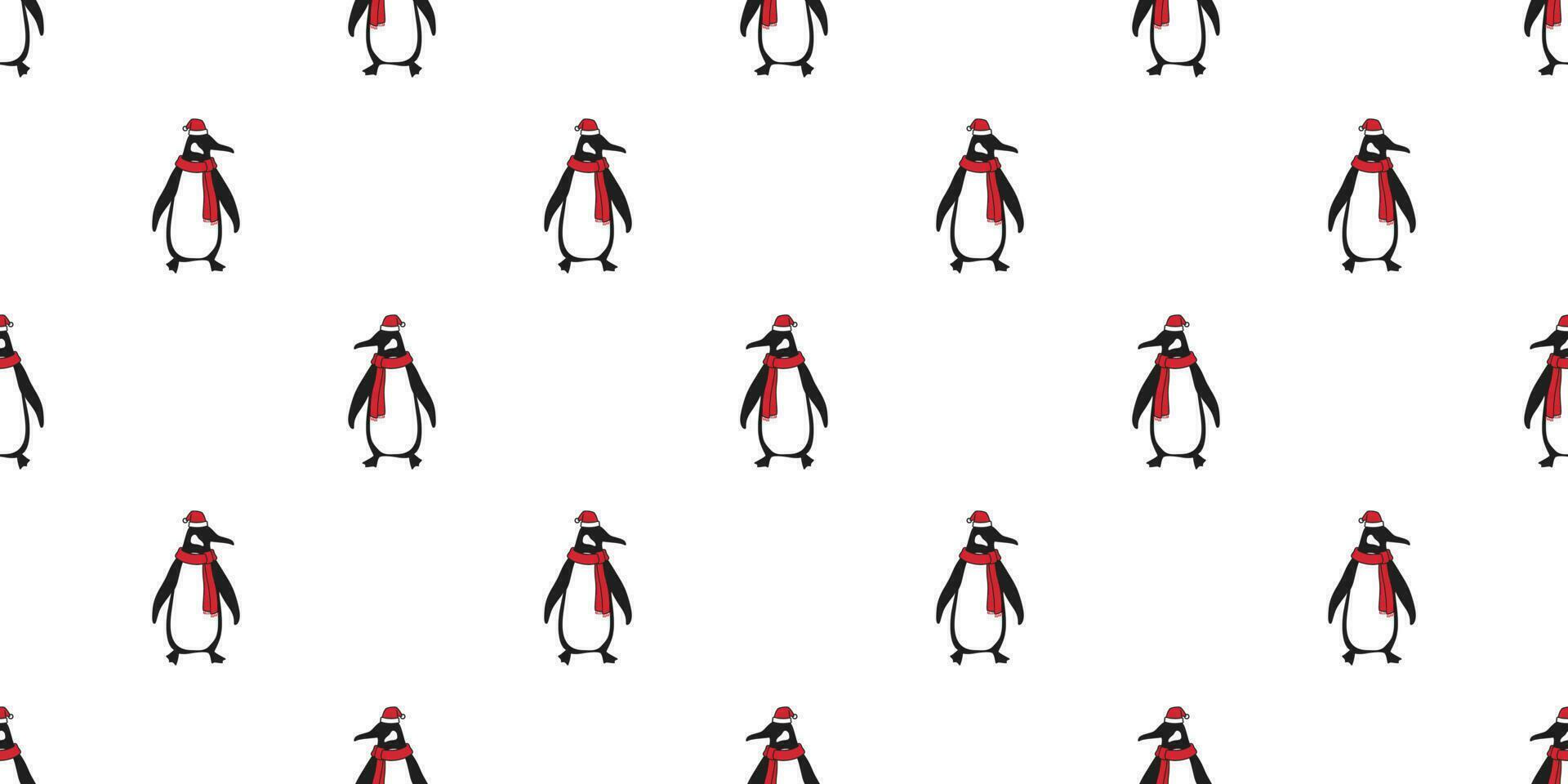 penguin Seamless pattern vector Christmas Santa Claus Hat Xmas bear polar salmon cartoon scarf isolated tile background illustration wallpaper