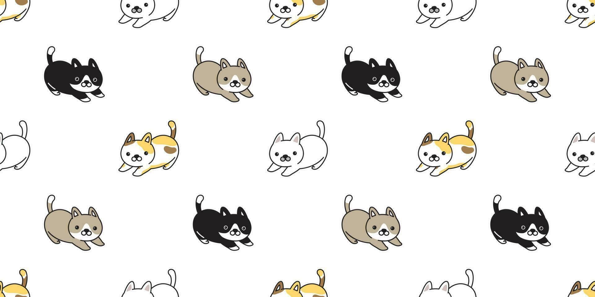 cat Seamless Pattern vector kitten calico breed cartoon illustration tile background scarf isolated wallpaper