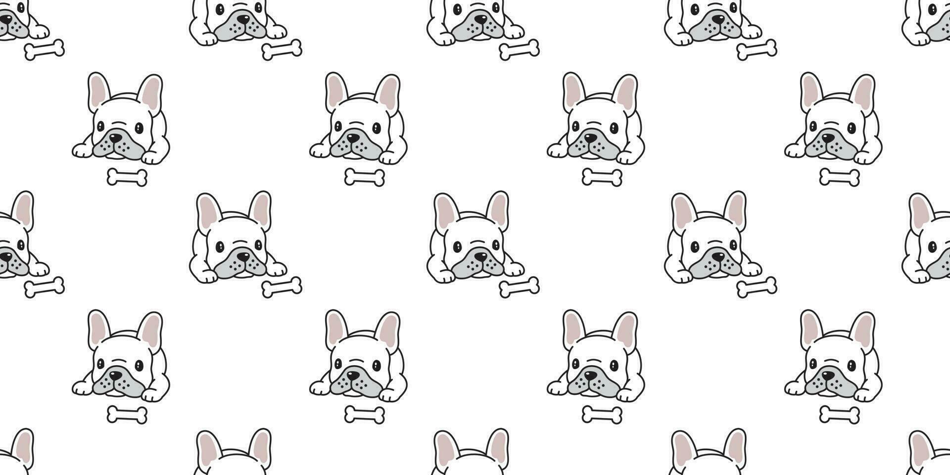 Dog seamless pattern vector french bulldog bone tile background scarf isolated repeat wallpaper illustration cartoon