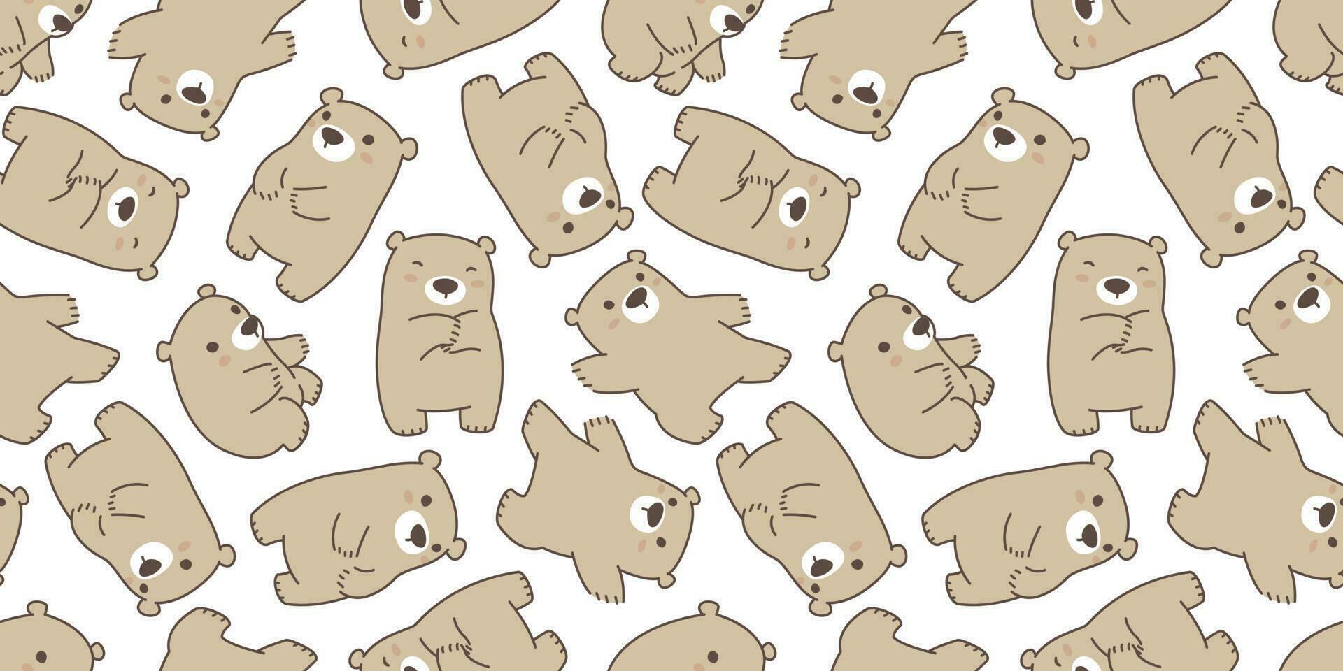 bear seamless pattern vector polar bear panda teddy scarf background wallpaper repeat isolated brown